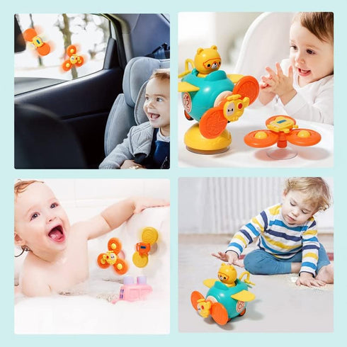 3 in 1 High Chair Toys with Suction Cups, Spinner Baby Toys for 6-12 Months, Teething Tray Rattle