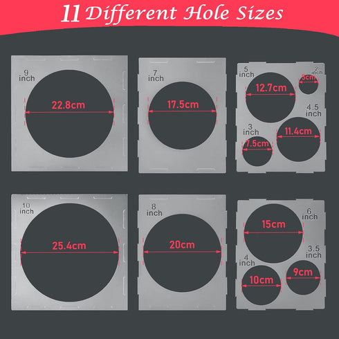 11 Holes Balloon Sizer Cube Box, Catcan 2-10 Inch Collapsible Plastic Balloon Size Measurement Tool for Party Balloon