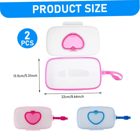 Pineeseatile 2PCS Wet Wipes Dispenser Box, Waterproof Refillable Plastic Baby Wipes Dispenser with Sealing Lids