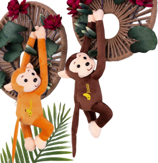 XIZHI 17" Monkey Stuffed Animal Hanging Doll Plush Toy - Gifts for Kids & Adults (Yellow and Brown)