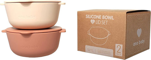 2 Pack Silicone Bowls with Lids: BPA Free, Safe for Dishwasher, Microwave, and Freezer for Babies