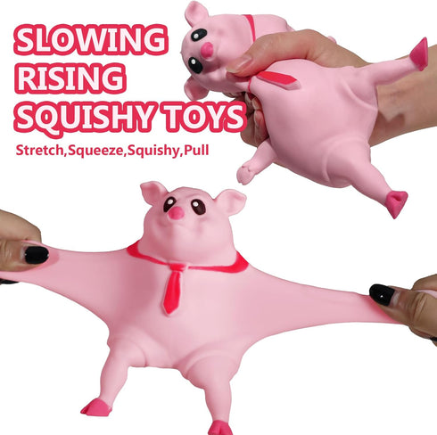 CHEROSIN 2Pack Cute Squishy Pig for Kids and Adults - of Sensory Stress Relief Pig Squeeze Toys to Anxiety, Funny