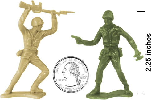 TimMee Plastic Army Men - OD Green vs Tan 48pc Toy Soldier Figures - Made in USA