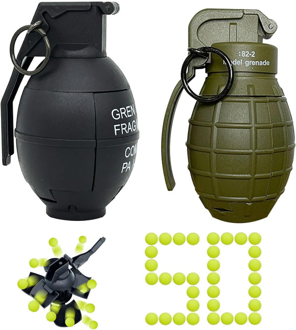 Toy Hand Grenade for CS Battle Game, Tactical CS-Grenade with 50 Foam Ammo for Outdoor Sport Age 10 Years and Up