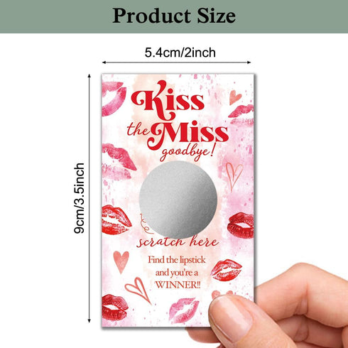 50 Pack Kiss The Miss Goodbye Scratch Off Game - Lipstick Scratch Cards for Bachelor Party and Bridal Shower