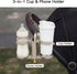 3 1 360 Gromast in Foldable Stroller Cup Holder with Phone Holder, Rotatable Bottle Holder, Universal Cup Holder