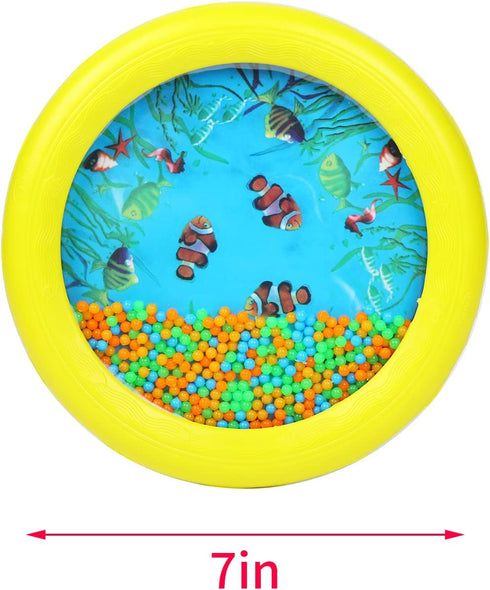 Ocean Drum Wave Bead Drum, Gentle Sea Sound Music Gift Musical Educational Tool for Kid Child Baby, Yellow