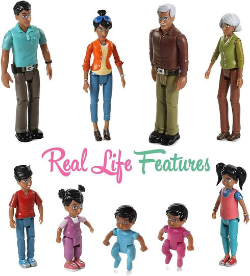 Beverly Hills Doll Collection Sweet Li'l Family Hispanic Dollhouse People Set - 9 Action Figures Including Grandpa,