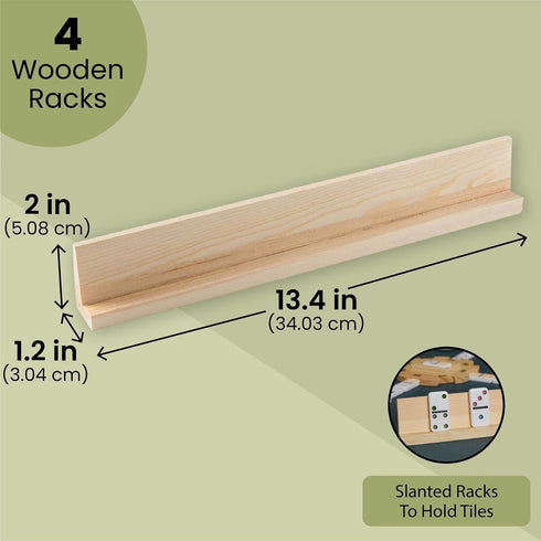 Set 4 13-Inch, Juvale Dominoes Holders of Wooden Trays - Natural Wood - Customizable Unfinished Racks for Mexican Train
