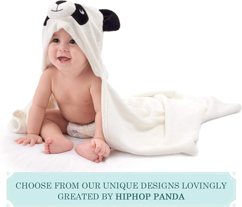30 30 Inch HIPHOP PANDA Hooded Towel - Rayon Made from Bamboo, Bath Towel with Bear Ears for Newborn, Babie, Toddler