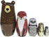 Kakeah Set 5 Nesting Dolls-Brown Cartoon Owl Bear Fox Raccoon Russian Nesting Dolls Wooden Matryoshka Doll Handmade