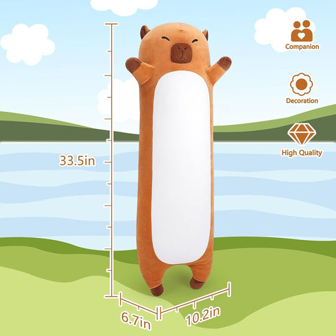 Animal,33.5 Large Capybara Stuffed Long Capybara Plush,Cute Plushies Animal Body Pillow,Kawaii Big Plush Toy Animals
