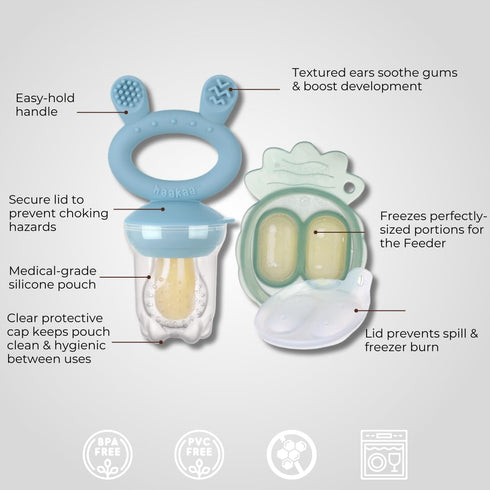 Haakaa Freeze-N-Feed Mini Combo – Baby Feeder – Silicone Nibble Tray – Breastmilk Popsicle Mold - Ideal for
