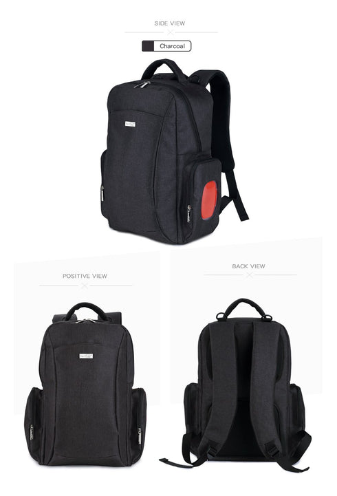 Insular Backpack Multi-Function Diaper Bag for Mom and Dad (Black)