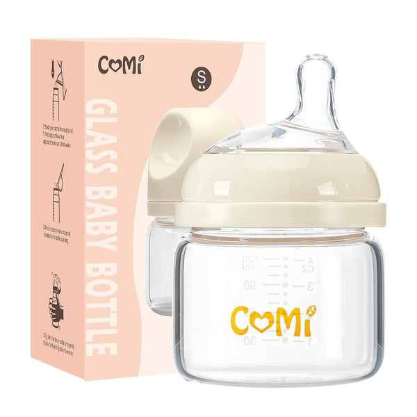 COMI Natural Glass Baby Bottles for Breastfeeding Babies,Newborn Anti-Colic Baby Bottle Set