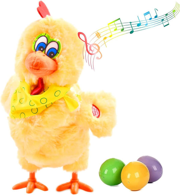 SuBleer Plush Chicken Laying Eggs Toy Electric Stuffed Animal Crazy Chick Doll with