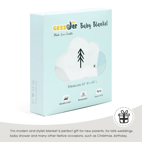 GRSSDER Baby Blankets Super Soft Jersey Knit Swaddle Blanket, Double Layer Receiving Blankets 34 x 44 Inches
