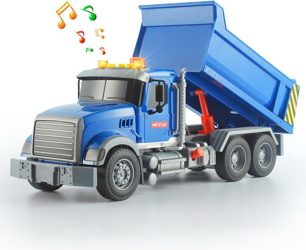 Dump Truck Toy Construction Toys with Lights and Sounds - Push & Go Car for Toddlers Age 3-5 Birthday Gift