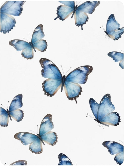 CZXW 52" 28" Blue Butterflies Crib Sheets Fitted x Natural Cotton Soft & Breathable for Baby Crib Mattress
