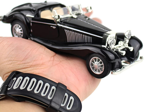 1:28 Scale Pullback Diecast Metal Antique Classic Model Cars - Collectible Toy Gifts (Black, Length 6.5in)