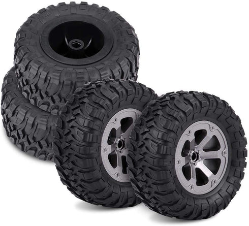 4pcs Crawler Tires, 1:16 RC Model Rubber Tyres for Remote Control Car Wheels, RC Vehicle Scale Accessories 1.0 Tires