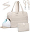 Diaper Bag with Breast Pump Laptop Compartment, Puffer Quilted Tote Bag with