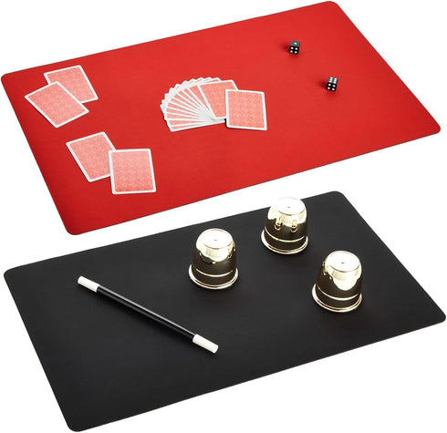 2 Pack Card Game Mat for MTG - Board Game, Magic, and TCG Playmat in Black/Red (24x14 in)