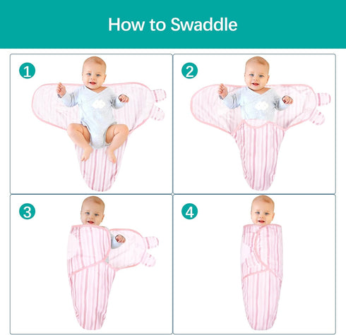 Biloban Swaddle Blankets for Baby Girl, 3-6 Months, Cotton Newborn Swaddle, Lovely Pink Print, 2 Pack