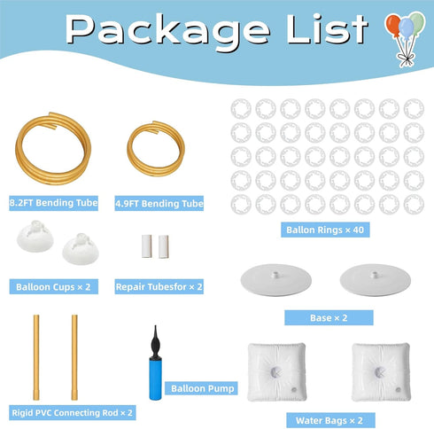 Balloon Arch Stand Kit - 8.2ft & 4.9ft Half Arch Balloon Column Stand with Base for Wedding, Birthday, Baby Showers,