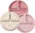 PandaEar 3 Pack Toddler Plates, Silicone Divided Suction Plates, BPA-Free 100% Food-Grade Silicone (Pink/Linen/Light