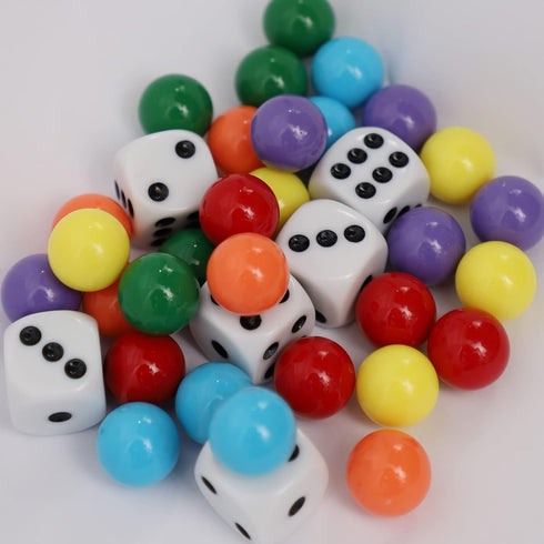 30 5 6 6 Game.(0.55 inches) Wahoo Board Game Replacement Marbles Each of Colors, Dice and a Play Bag for Wahoo Board