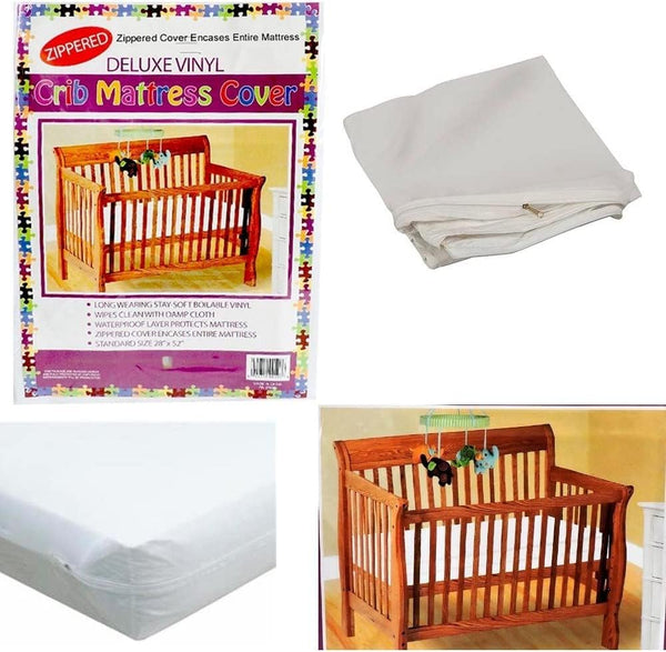 Bistras Deluxe Waterproof Zippered Crib Mattress Cover, 28" x 52", Standard Size, Vinyl,