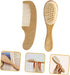 Set Natural Wool Brush Newborn Hair Brush Comb Wooden Comb Hair Care Grooming Kit Baby Shower Present