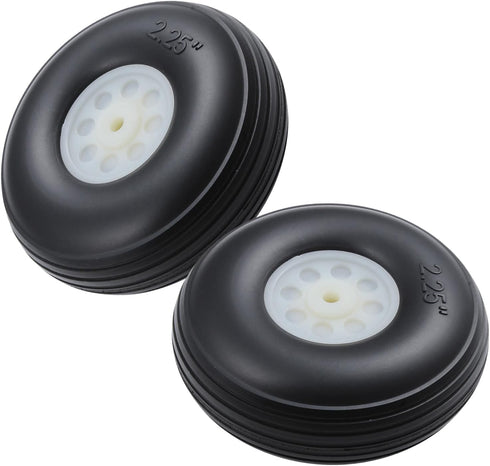 RC Airplane Rubber Tire and Wheel Sets, 2.25 Inch Plastic Hub Wheels for RC Model Aircraft (2PCS)