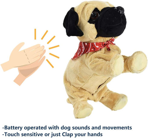 8 18+ WEofferwhatYOUwant Pug Daddy - Interactive Plush Robot Dog Toy for Toddlers - Touch & Sound Activated, Realistic