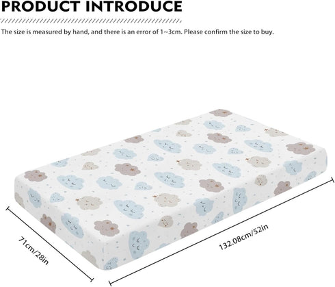 Streeyiu 52x28x8 Clouds Baby Crib Sheets for Boys Girls Cute Fitted Crib Sheet for Standard Crib and Toddler Mattress