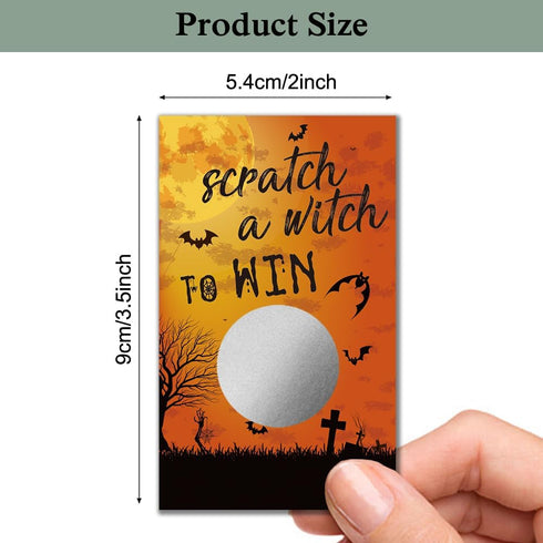 50 Pack Halloween Theme Scratch Off Game - Spider Witch Bat Cards for Halloween Party Activities