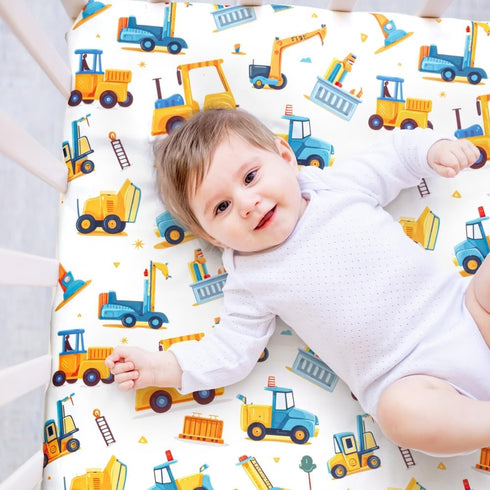 FIGEPO 3 Set Set Set Piece Baby Boy Crib Bedding Construction Theme Baby Comforter for Crib Nursery Bed Decor