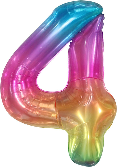 KatchOn Giant Rainbow 4 Balloon Number, 40 Inch, Number 4 Balloons for 4th Birthday Tie Dye Decorations