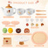 OMYbaby Set 19pcs Playset Playset 3Y+ Wooden Tea for Little Girls, Party With Teapot, Cups, Dessert Stand, Macaroons