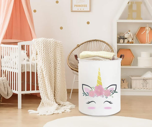 CLOCOR Pink Unicorn Laundry Basket, Kids Toy Storage Bin, Baby Girls Dirty Clothes Hamper (Pink Unicorn)