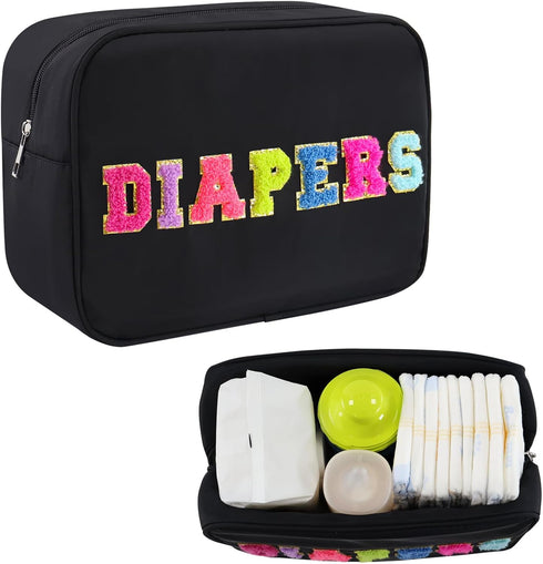 Portable Small Diaper Bag, Chenille Letter Diaper Caddy Organizer Pouch Newborn Baby
