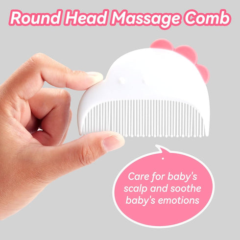 Set, Baby Hair Brush and Comb Soft Bristles Cradle Cap Brush for Newborns, Toddlers, Baby Registry Gift (Rose Red)