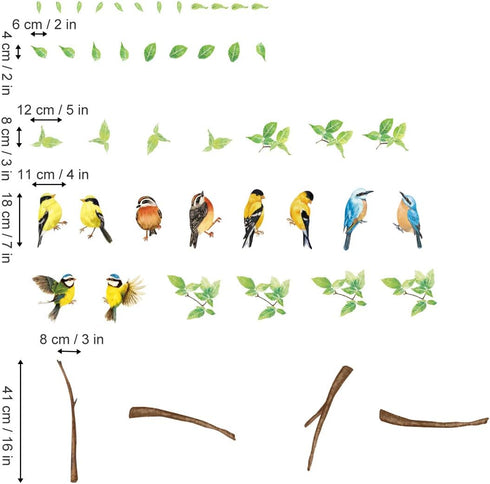Robin Birds Wall Stickers, Tree Branch Wall Decals for Kids Bedroom and Living Room Nursery Art Decor