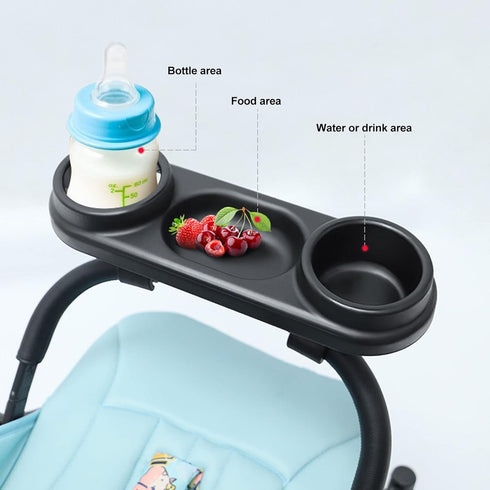 ViaGasaFamido Stroller Cup Holder with Snack Tray, 2 in 1 Universal Multifunction Organizer Attachment for Snack Drink