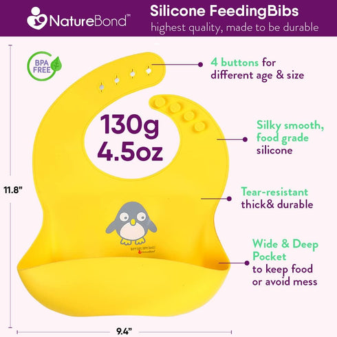 NatureBond Silicone Baby Bibs Easily Wipe Clean With Waterproof Pouch (2 PCs)