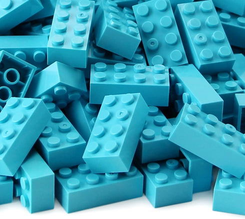 Feleph 2x4 Bricks Medium Azure, 320 Pieces Classic Building Kit, Basic Blocks Toy Accessories Compatible with Major