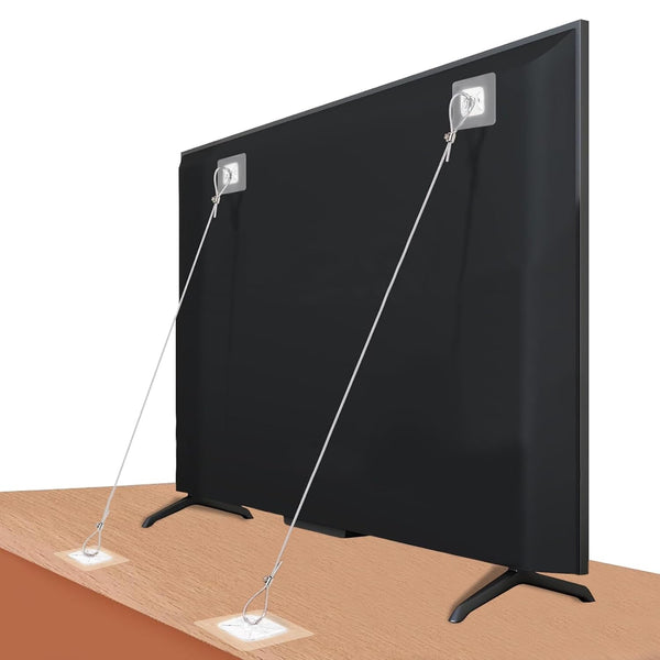 JIUDONE Adjustable 42" TV Safety Straps (2 Pack+4 Spare Adhesive Pad),No-Drill Adhesive Anti-Tip