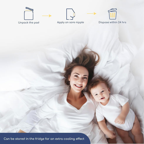 First Days Maternity Hydrogel Breast Pads for Sore Nipples, Instant Cooling Relief, Pack of 10 Pads