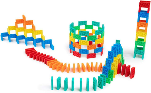 Bulk Kinetic Domino Kit | 204pc Dominoes Set, STEM STEAM Small Toys, Family Games for Kids